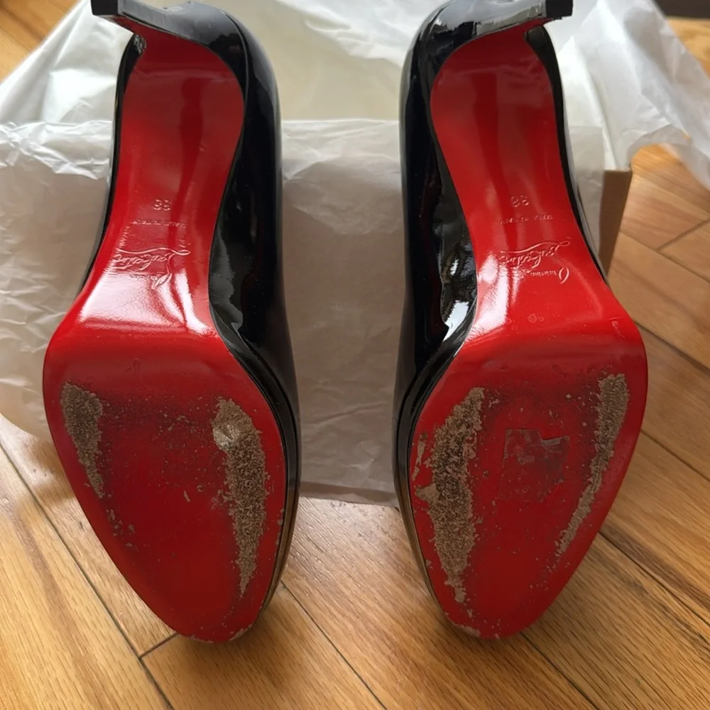 Christian Louboutin Simple Pump black 100mm heel Patent calf size 38 EUC - Picture 4 of 7